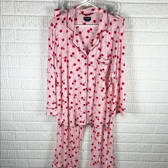 kate spade Pink and Red Cherry Print Pajama Set - Picture 1 of 3